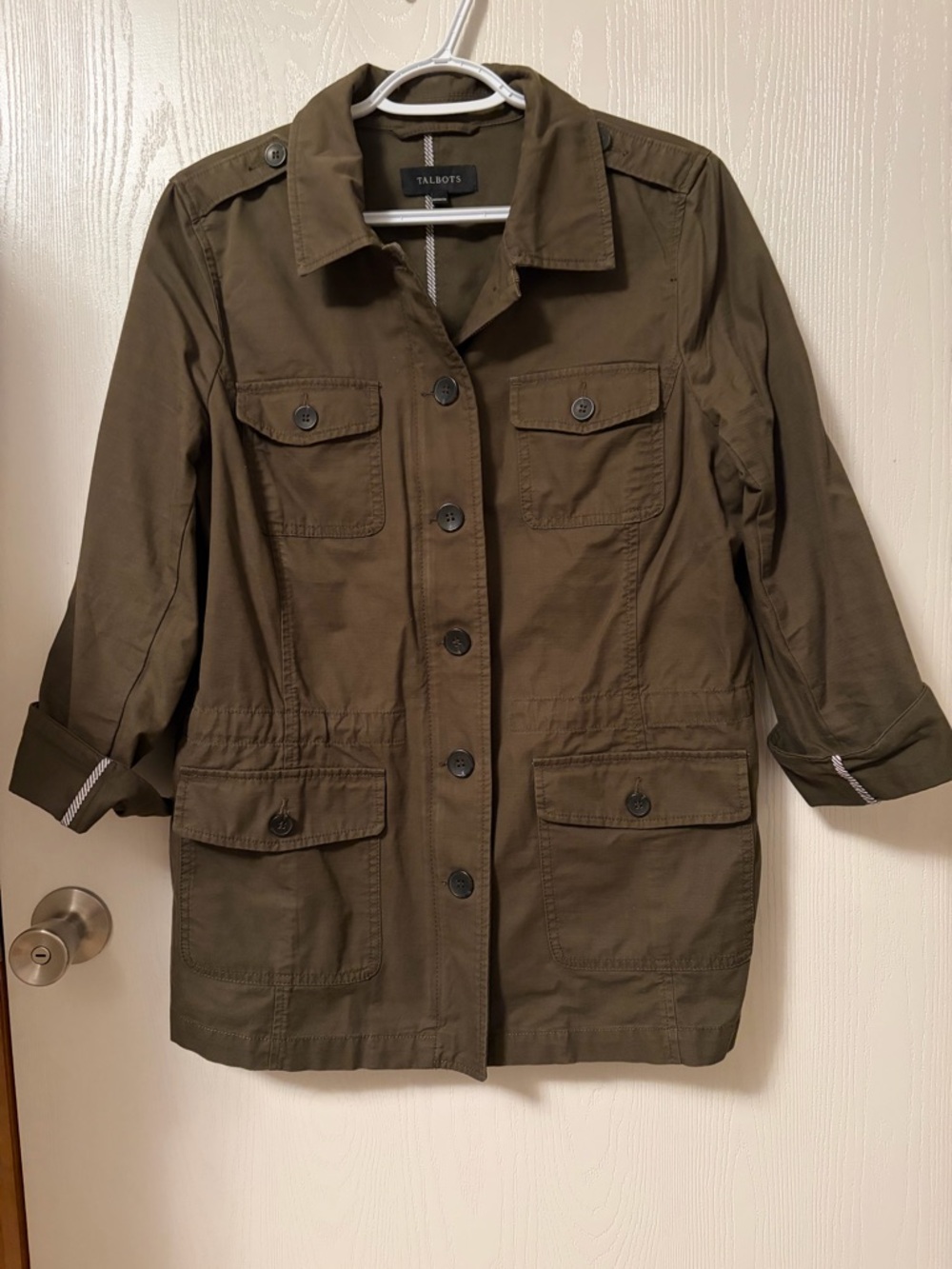 Talbots Olive Utility Safari Cotton Twill Jacket - Women's Size Large